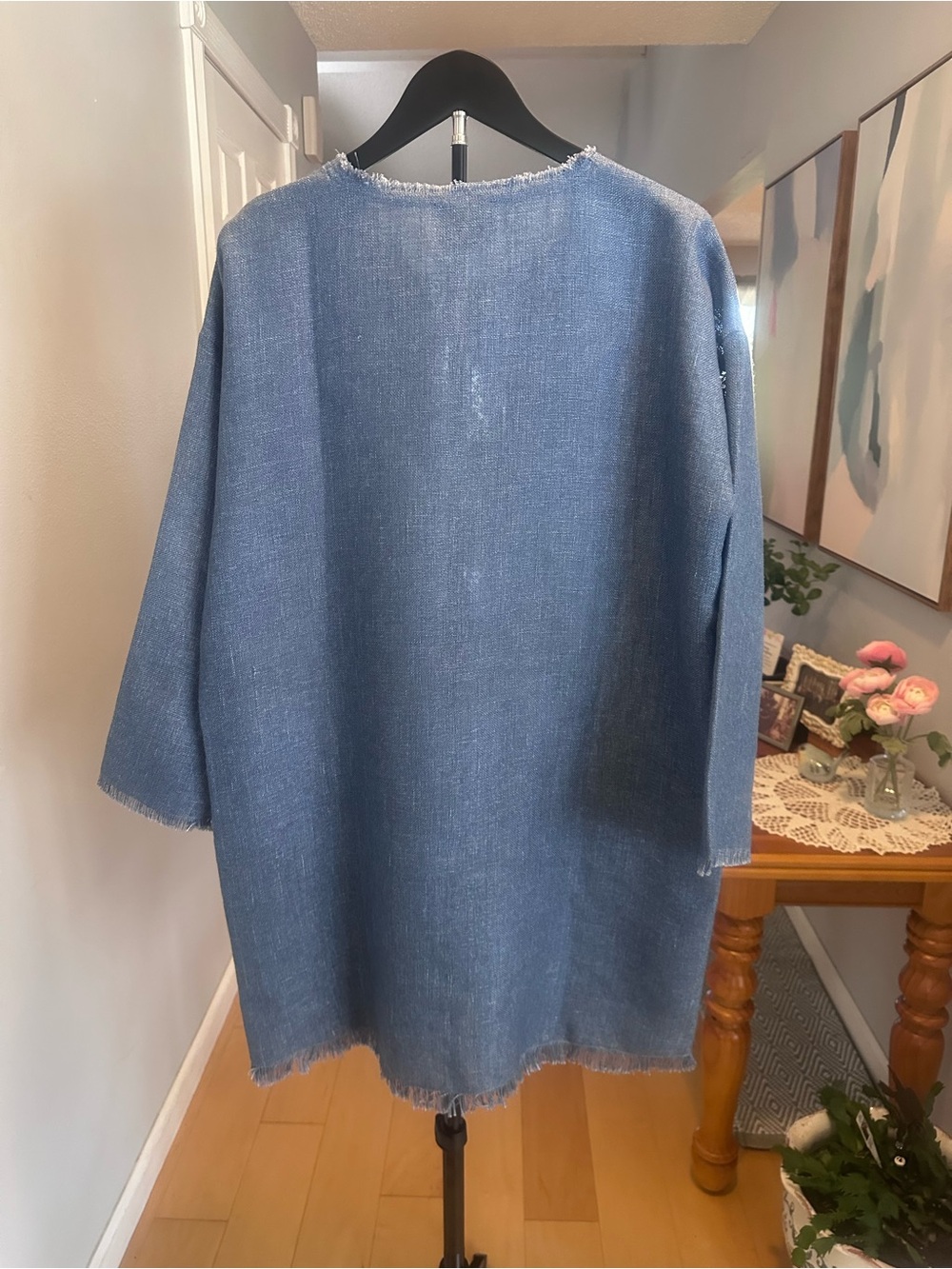 Tuckernuck Blue Linen Blend Raw Hem Tunic Dress. Womens size XL - Picture 12 of 12